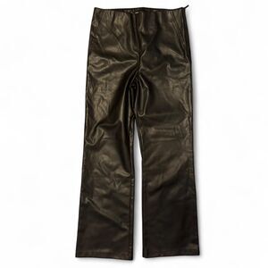 Zara Black Faux Leather Pants Womens Large Side Zip Straight Leg Vegan